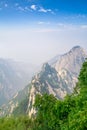 Huashan Mountain Peak under the blue sky. Xian, Shaanxi Province, China